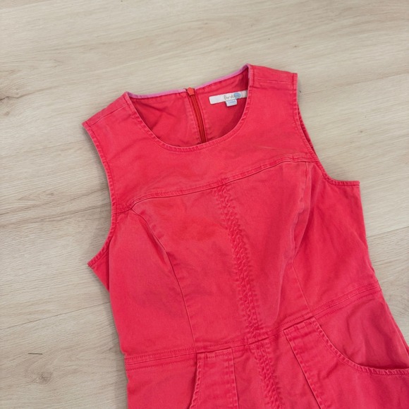 Boden Coral‎ Pink Canvas Dress Sleeveless Pockets Summer Mini US 2P Preppy Retro - Picture 3 of 9